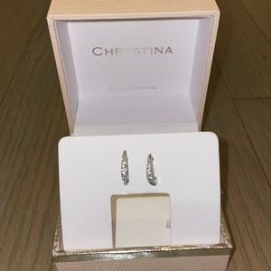 Chrystina silver half hoop earrings